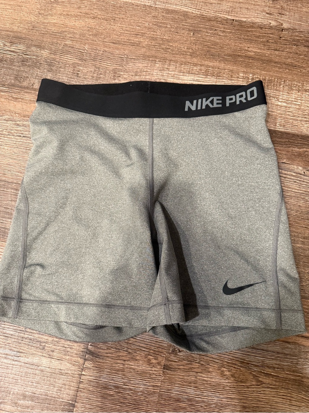 Nike Pro Heather Gray Women's Bike Shorts with Black Waistband